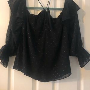 1 State Black Blouse off the shoulder